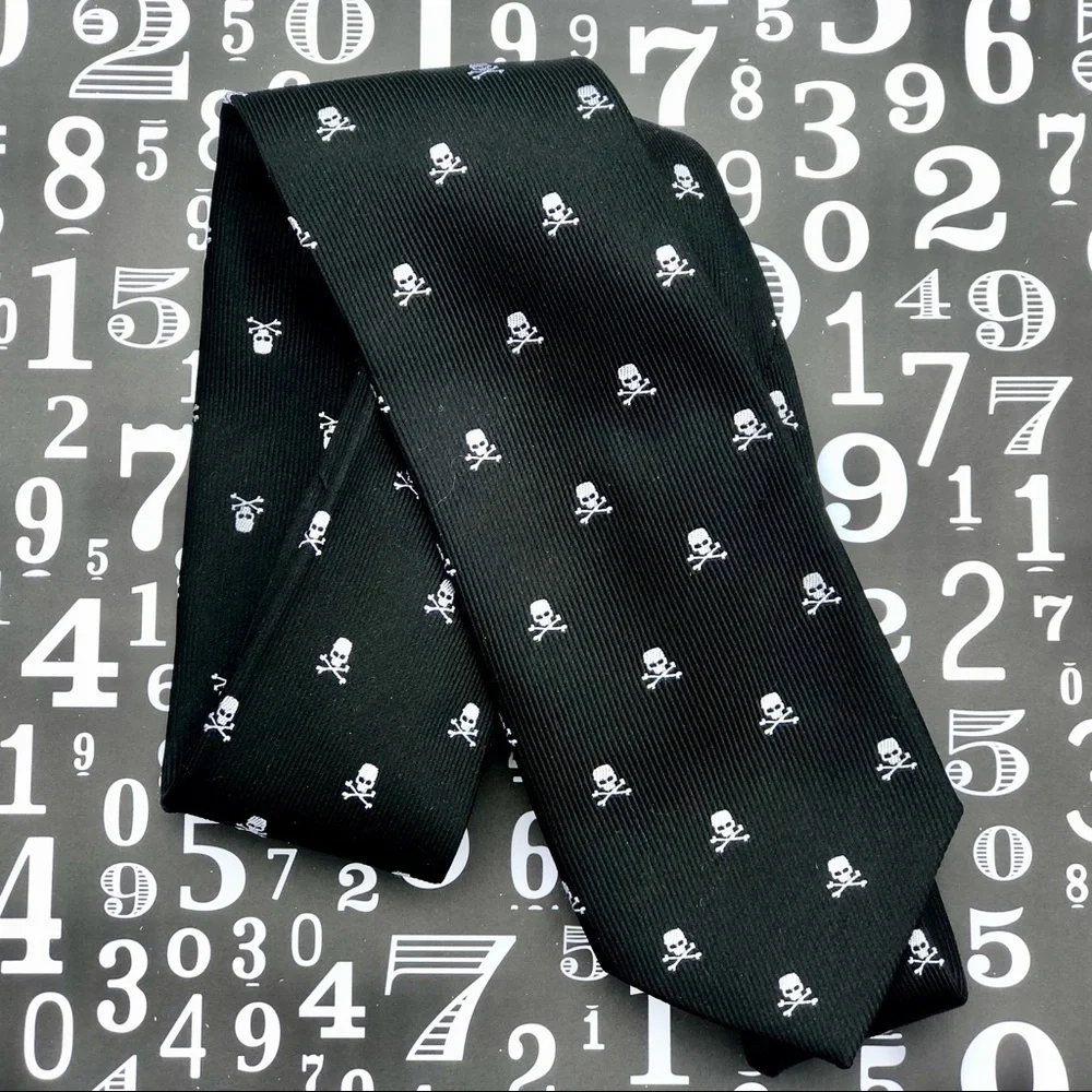 💀 Spooky Skull Tie 💀 Black & White 💯 Silk Hand Made, Kids Size, Boys or Girls